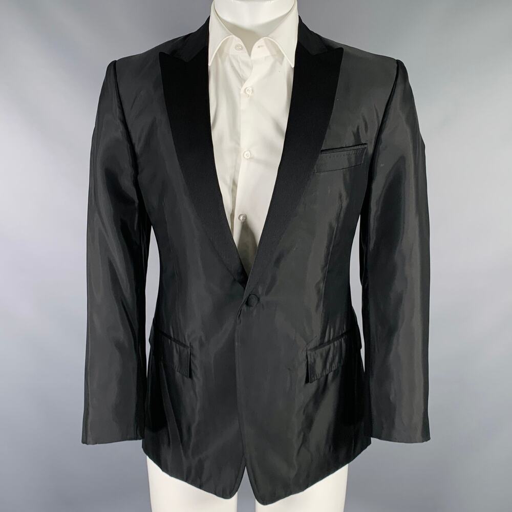 VERSACE COLLECTION Size 40 Black Acetate Blend Peak Lapel Sport Coat